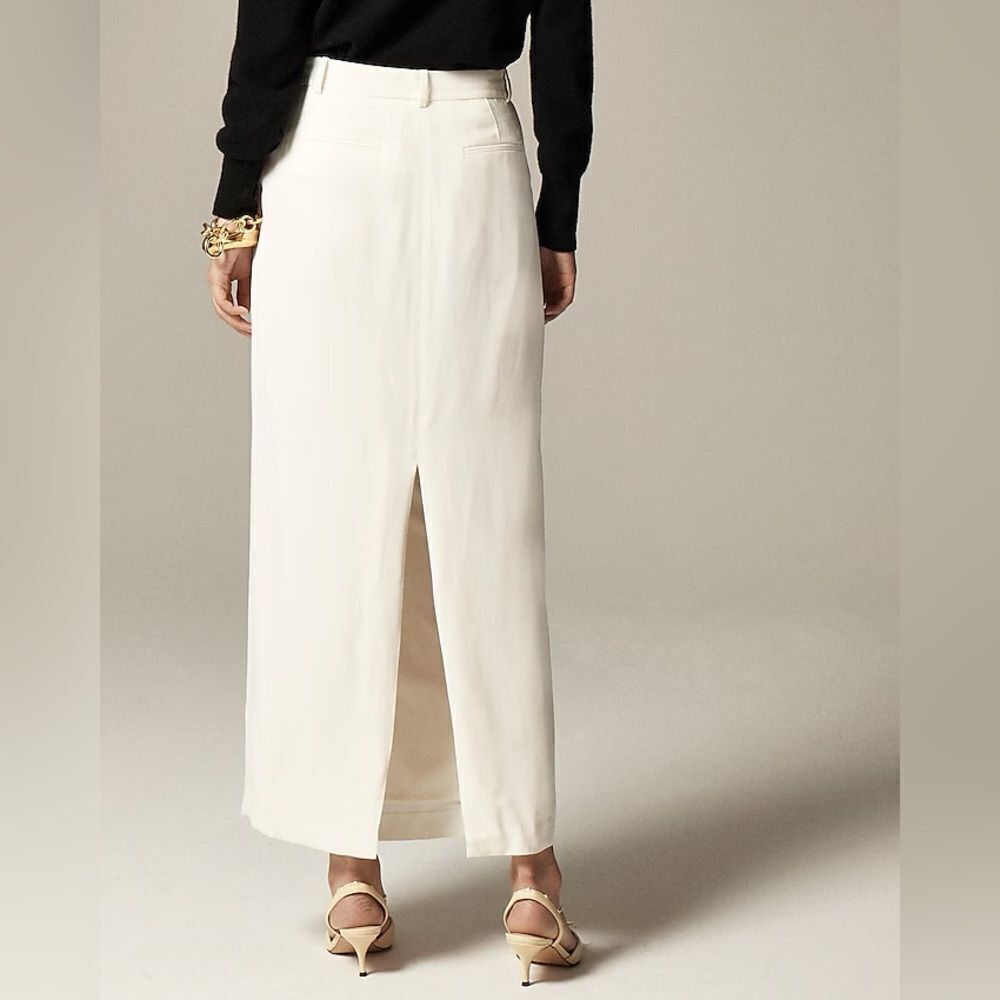 NWT J CREW Trouser maxi skirt in viscose crepe in Ivory - Picture 4 of 8